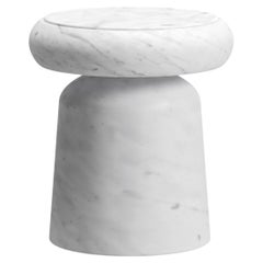 New Modern Stool/Side Table in White Gioia marble, Designer Ivan Colominas