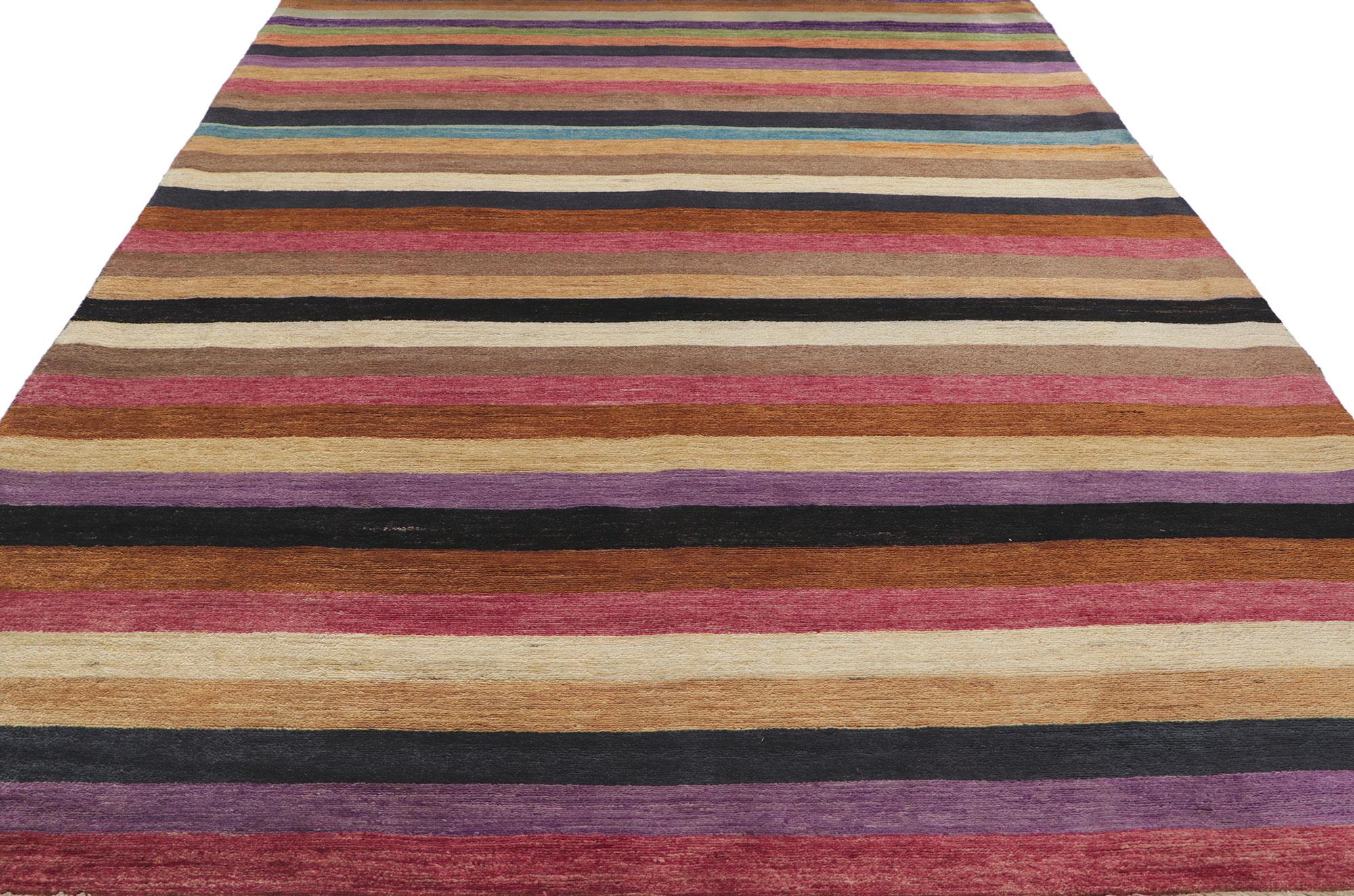 Contemporary New Modern Striped Area Rug For Sale