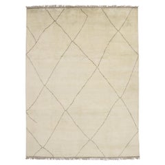 New Modern Style Neutral Moroccan Rug, Hygge Meets Shibui
