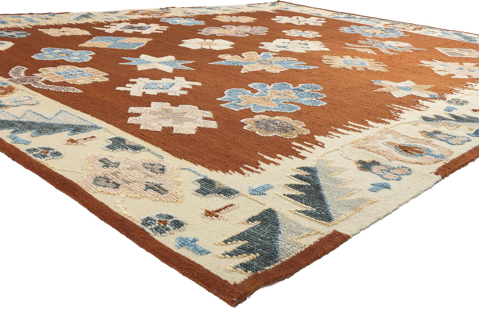 30894 New Modern Style Oushak High-Low Rug, 09'07 x 12'03.
Showcasing a raised design with incredible detail and texture, this Oushak high-low rug is a captivating vision of woven beauty. The geometric pattern and earthy colorway woven into this