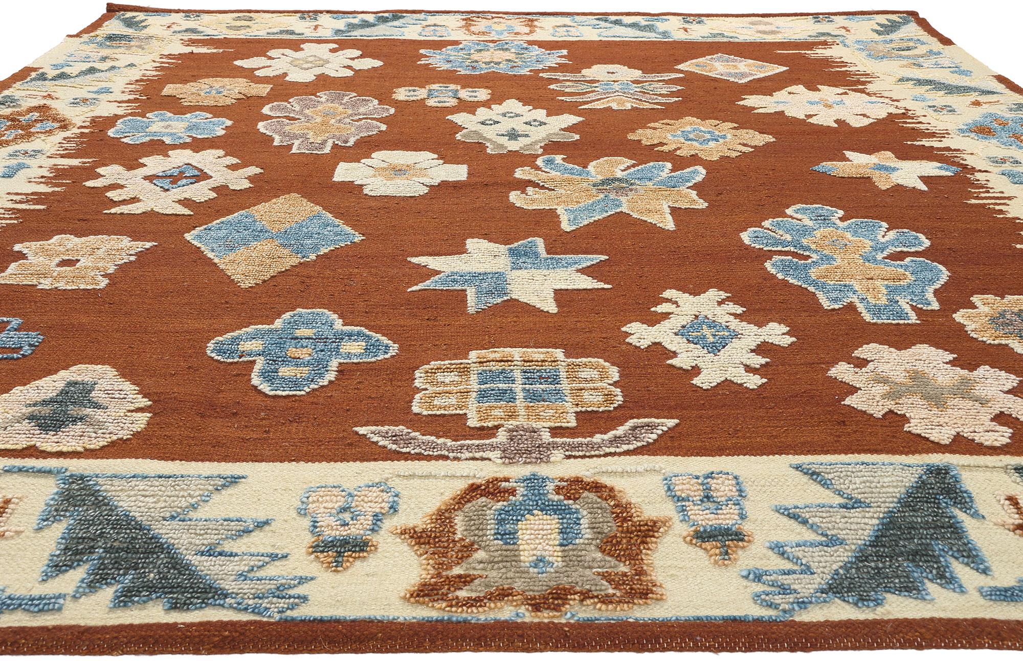 Indian High-Low Textured Oushak Rug, Contemporary Elegance Meets Modern Enchantment For Sale