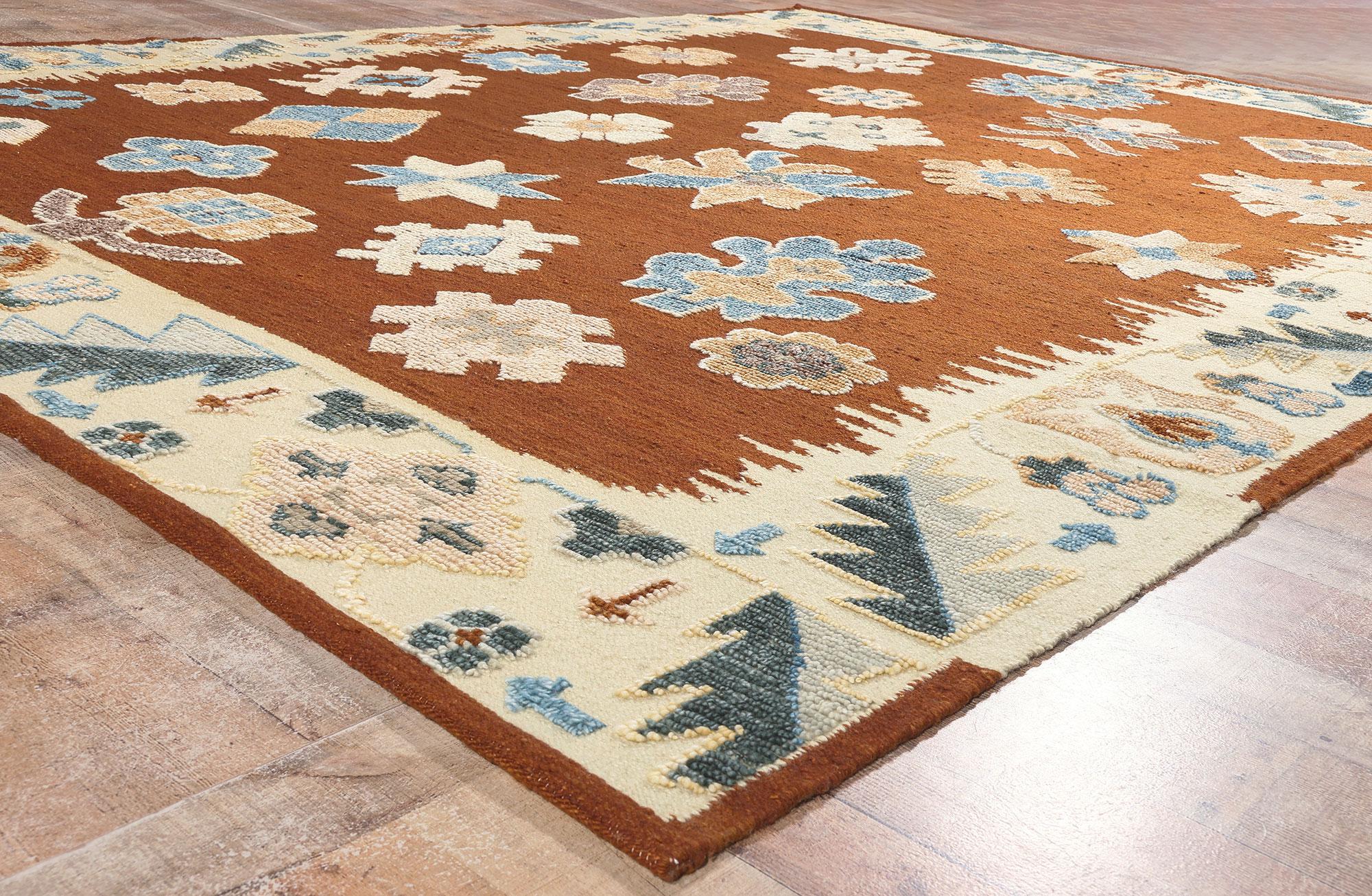 Contemporary New Modern Style Oushak High-Low Textured Rug For Sale