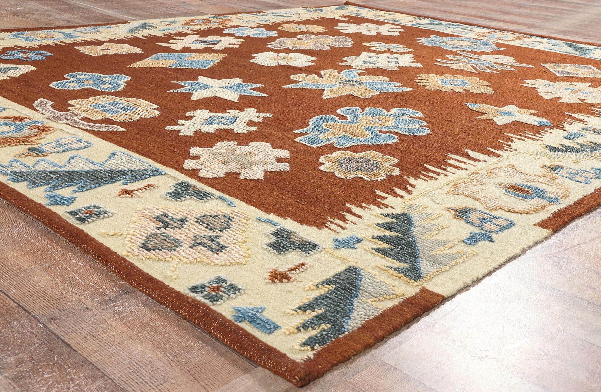 High-Low Textured Oushak Rug, Contemporary Elegance Meets Modern Enchantment For Sale 1