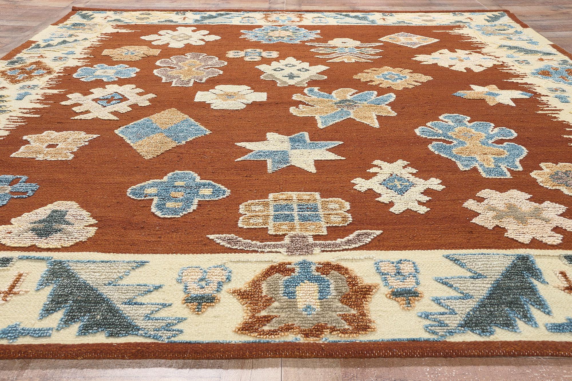 High-Low Textured Oushak Rug, Contemporary Elegance Meets Modern Enchantment For Sale 2