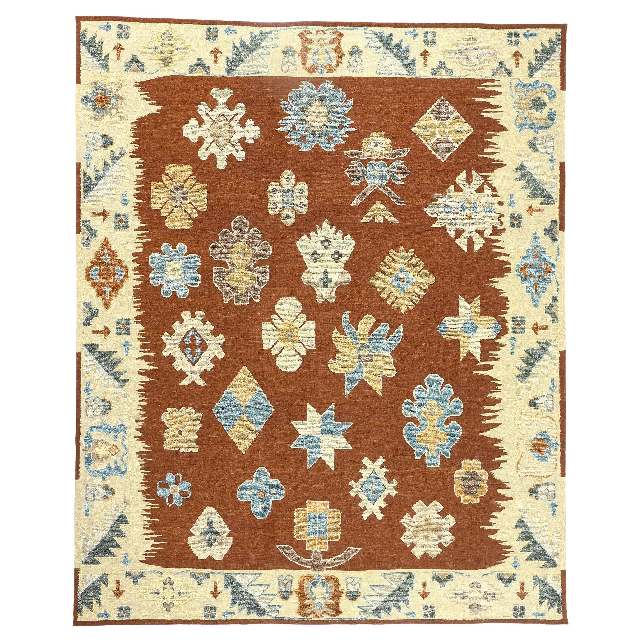 New Modern Style Oushak High-Low Textured Rug
