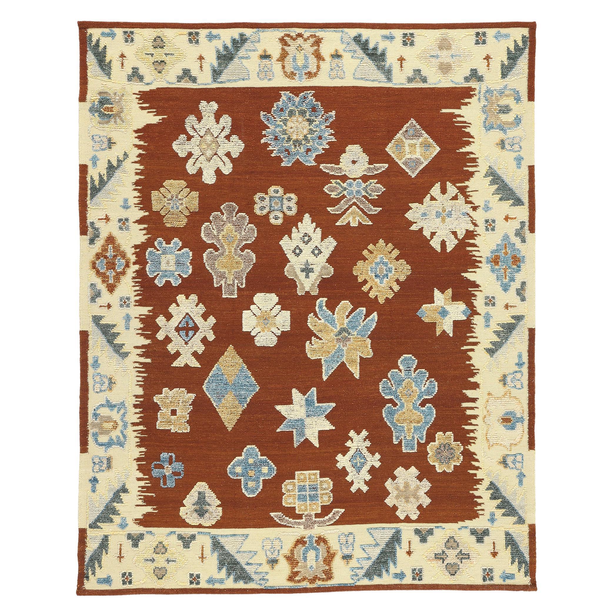 High-Low Textured Oushak Rug, Contemporary Elegance Meets Modern Enchantment For Sale