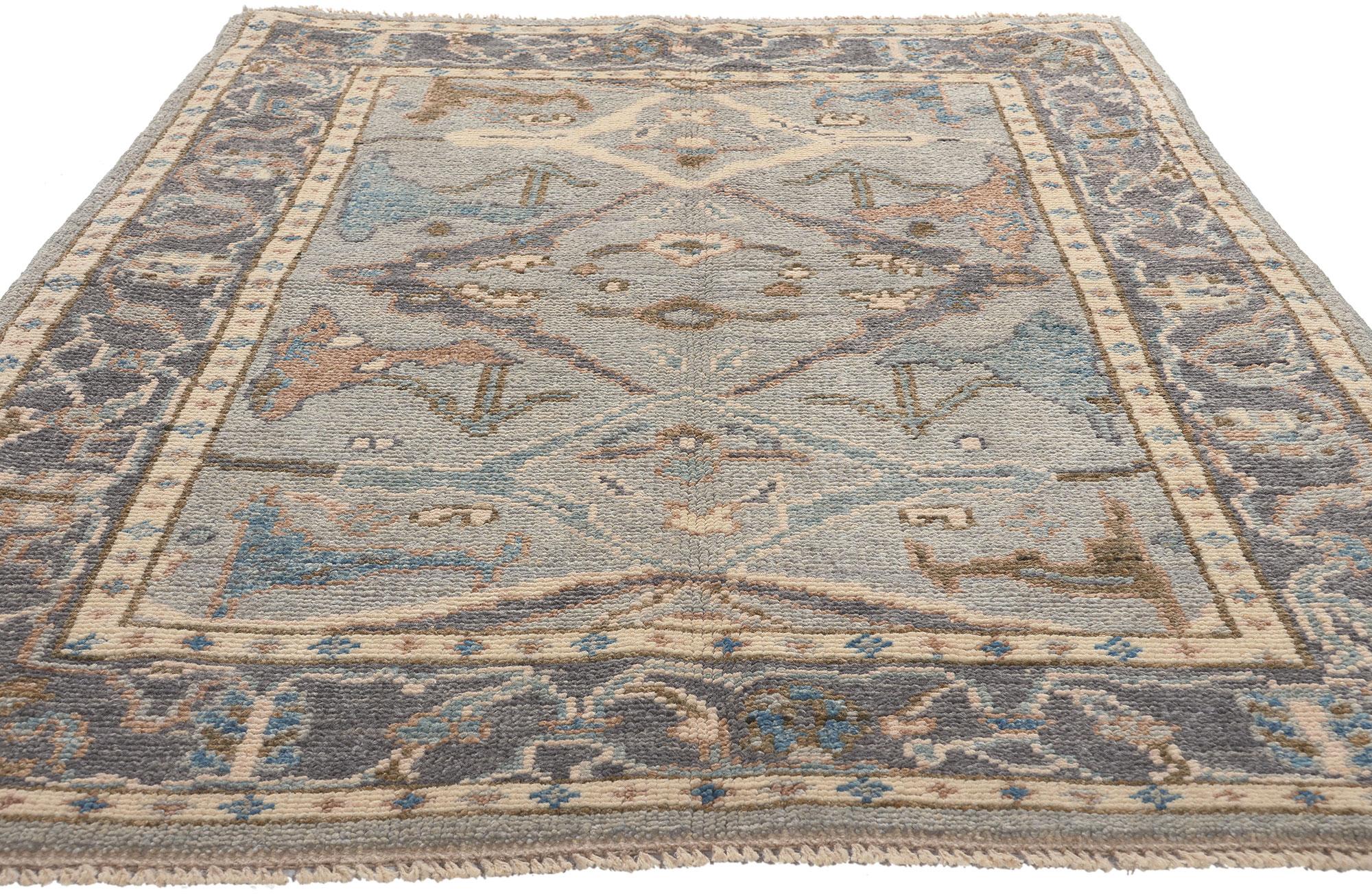 Pakistani New Modern Style Oushak Rug with Earth-Tone Colors For Sale