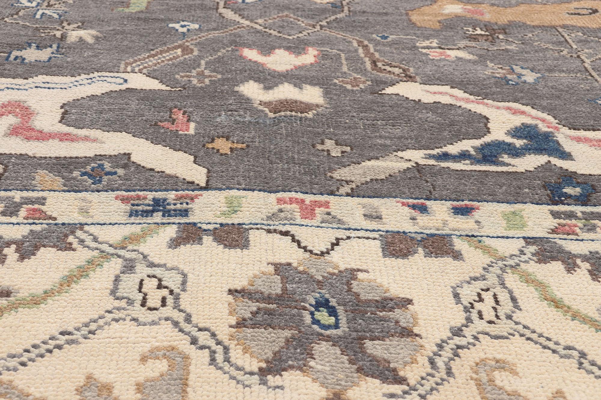 New Modern Style Oushak Rug with Earth-Tone Colors In New Condition For Sale In Dallas, TX