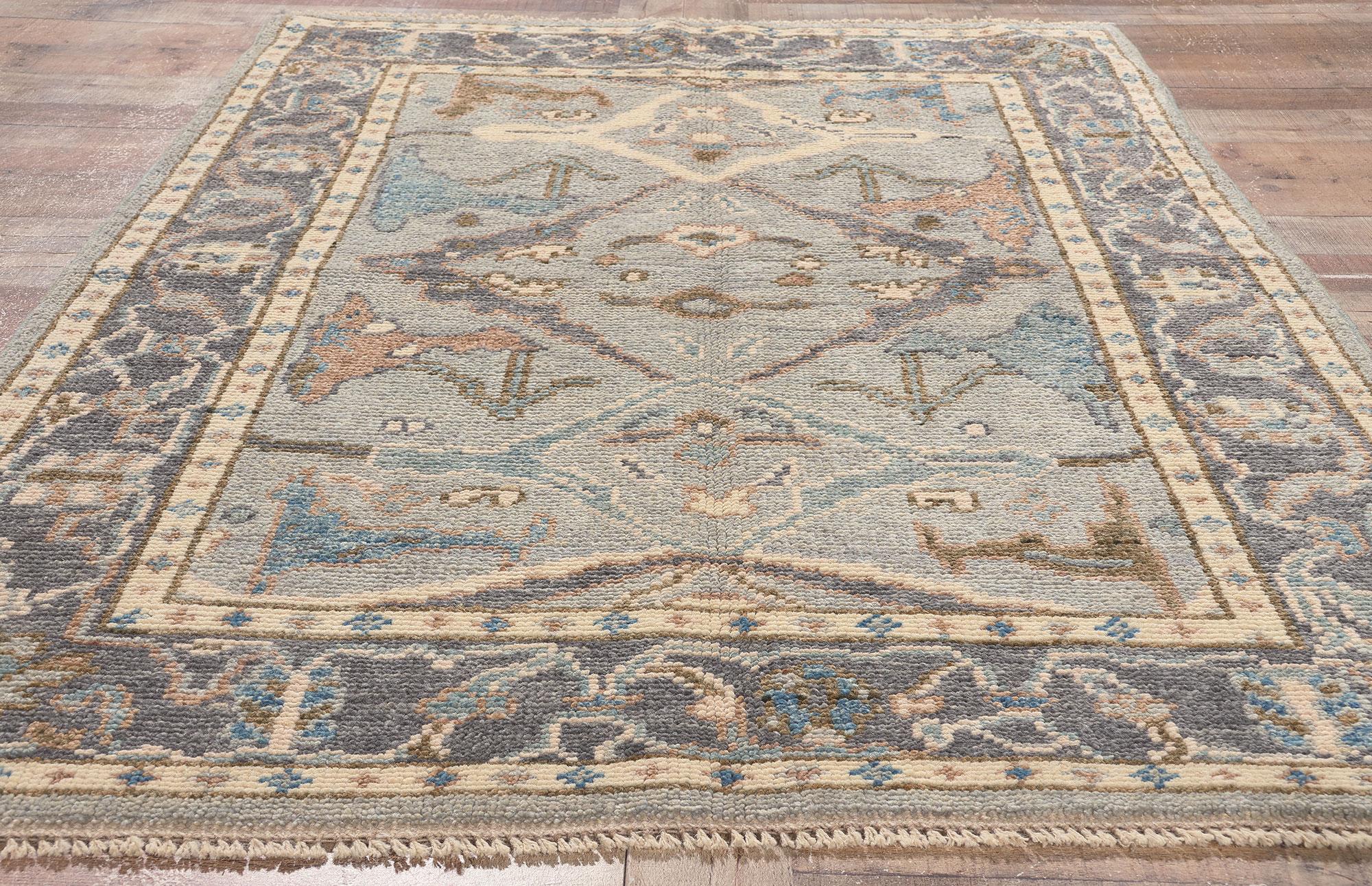 New Modern Style Oushak Rug with Earth-Tone Colors For Sale 1