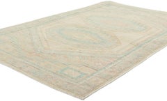 Modern Muted Pastel Oushak Rug, Southwestern Desert Meets Boho Chic