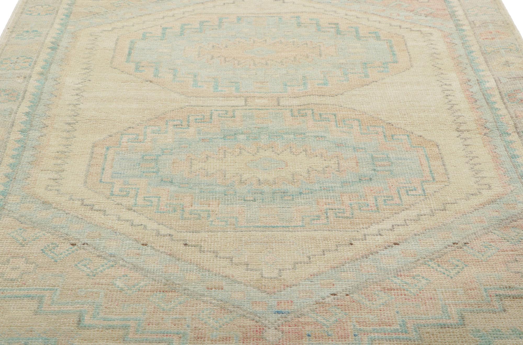 Modern Muted Pastel Oushak Rug, Southwestern Desert Meets Boho Chic In New Condition For Sale In Dallas, TX