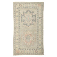 Modern Muted Pastel Oushak Rug, Contemporary Elegance Meets Quiet Sophistication
