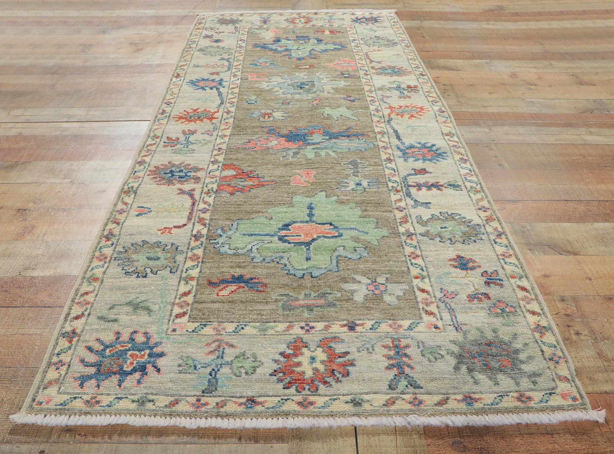 Contemporary New Modern Colorful Oushak Carpet with Transitional Style For Sale