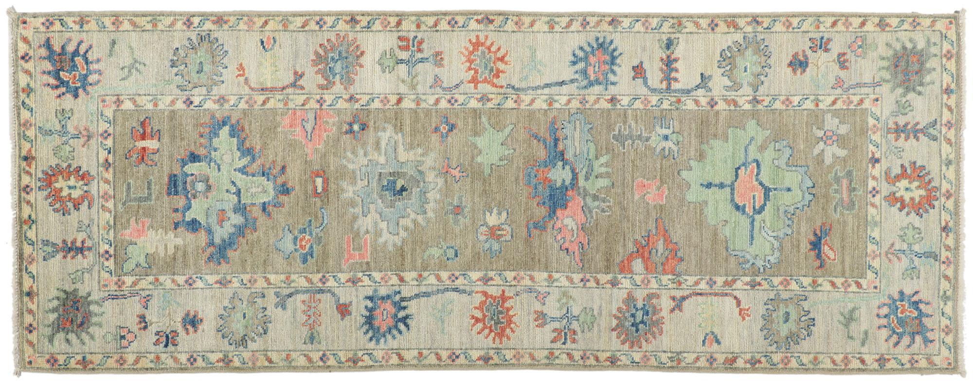 New Modern Colorful Oushak Carpet with Transitional Style For Sale 2