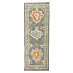 New Modern Style Oushak Runner with Soft Colors