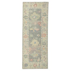 New Modern Style Oushak Runner with Soft Colors