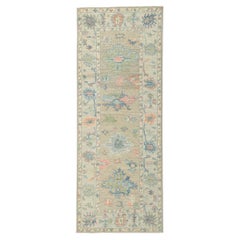 New Modern Style Oushak Runner with Soft Colors