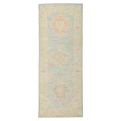 New Modern Style Oushak Runner with Soft Colors