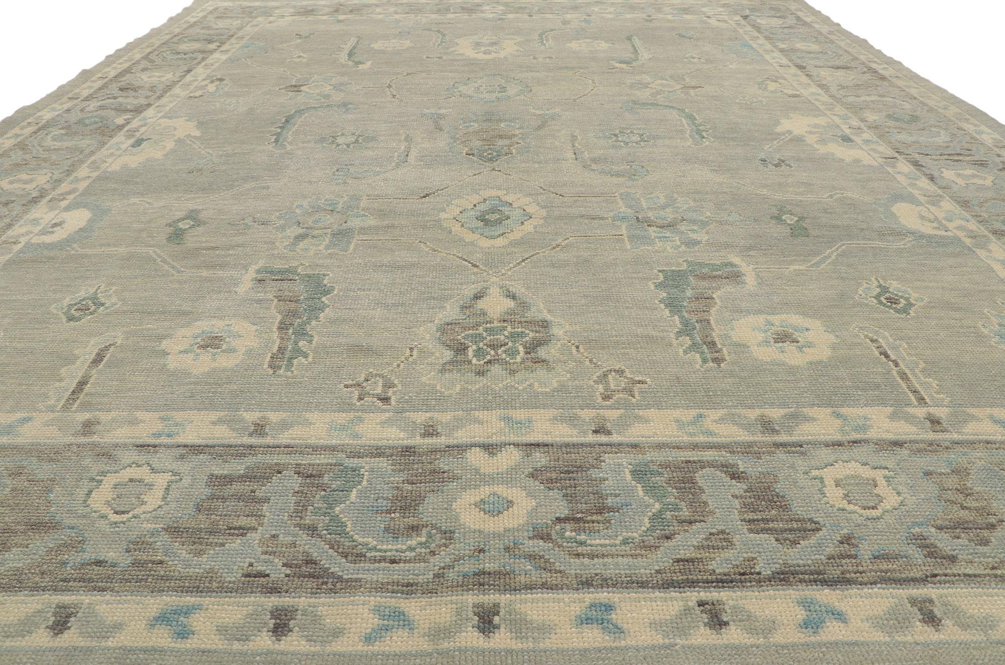 Hand-Knotted New Modern Style Turkish Oushak Rug For Sale