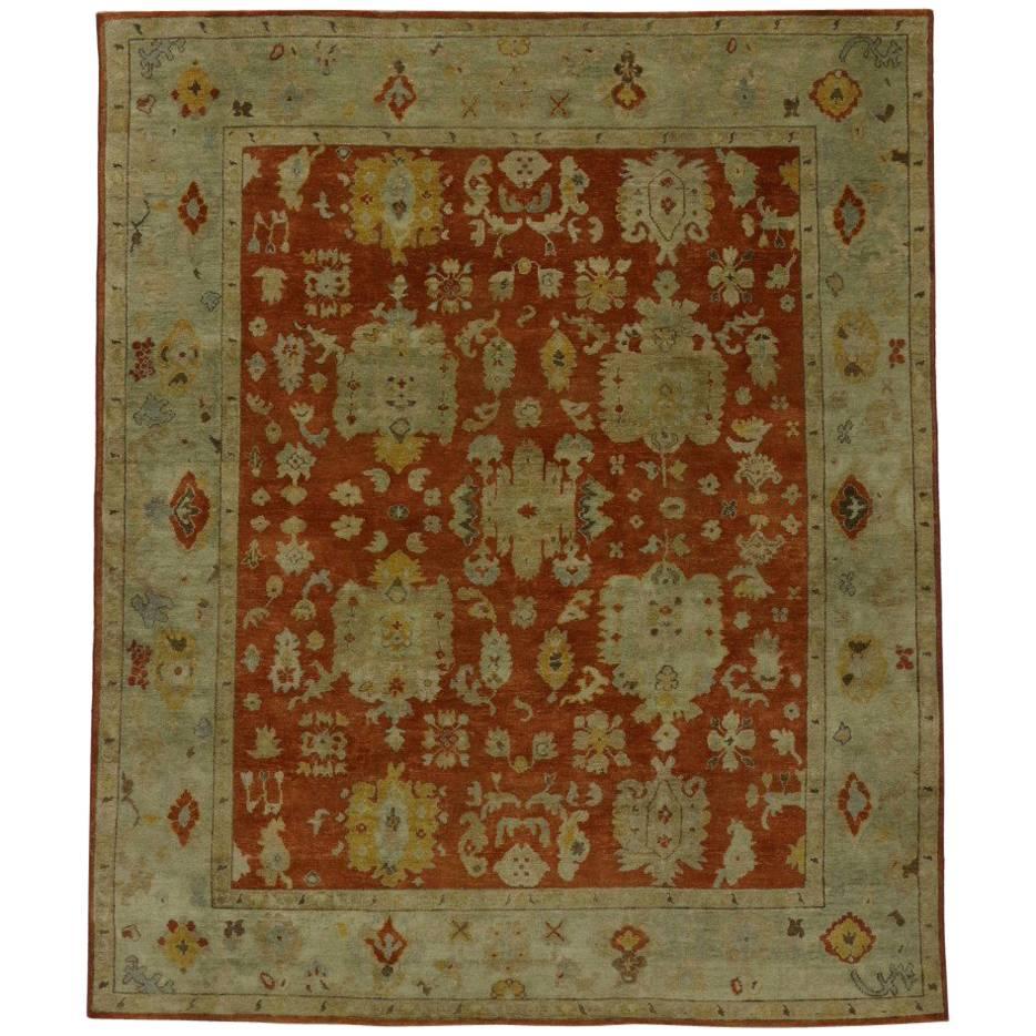 New Traditional Area Rug with Oushak Design and Modern Arts and Crafts Style