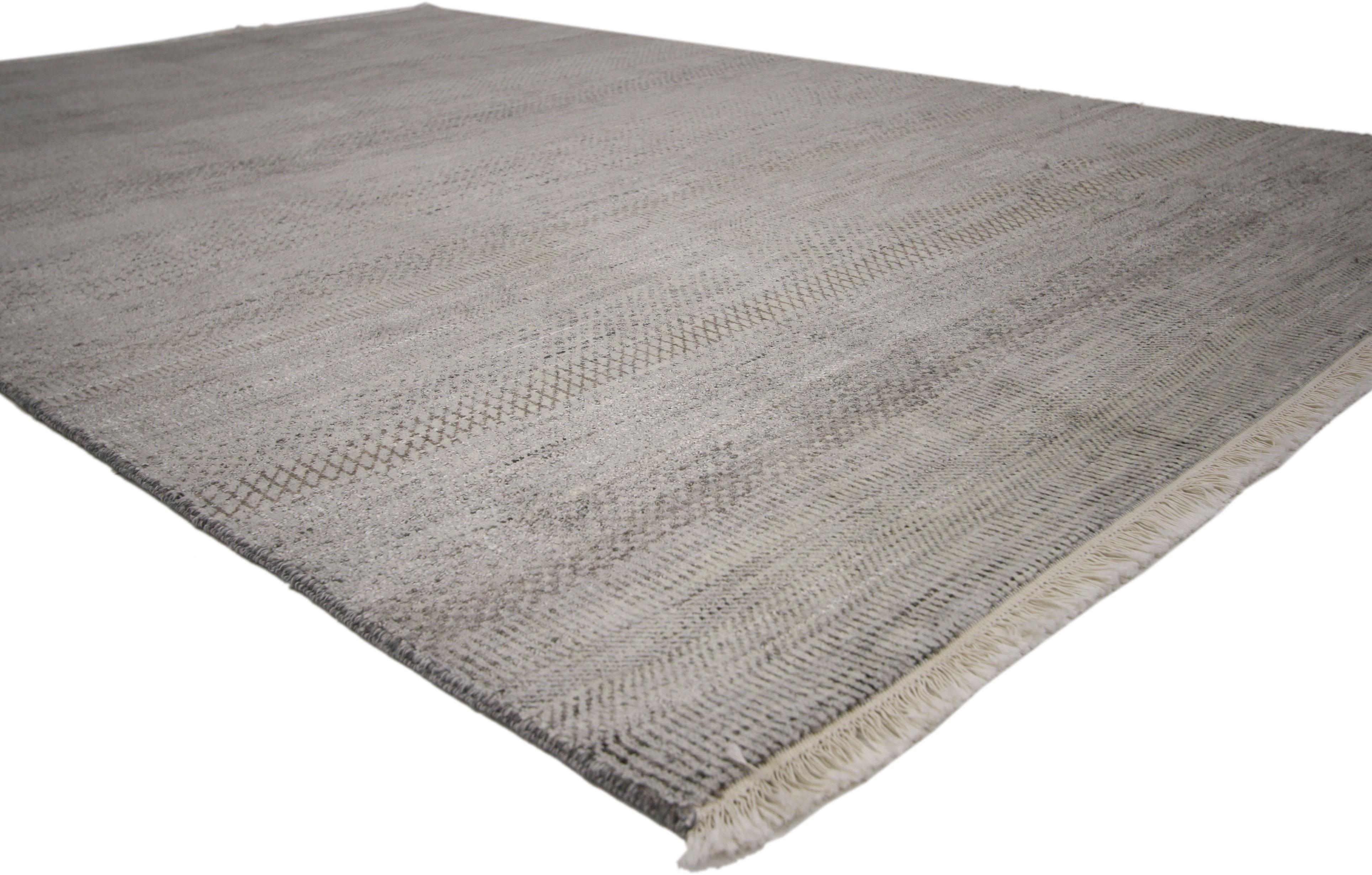 Style international Nouveau tapis gris contemporain transitionnel avec style international minimaliste  en vente