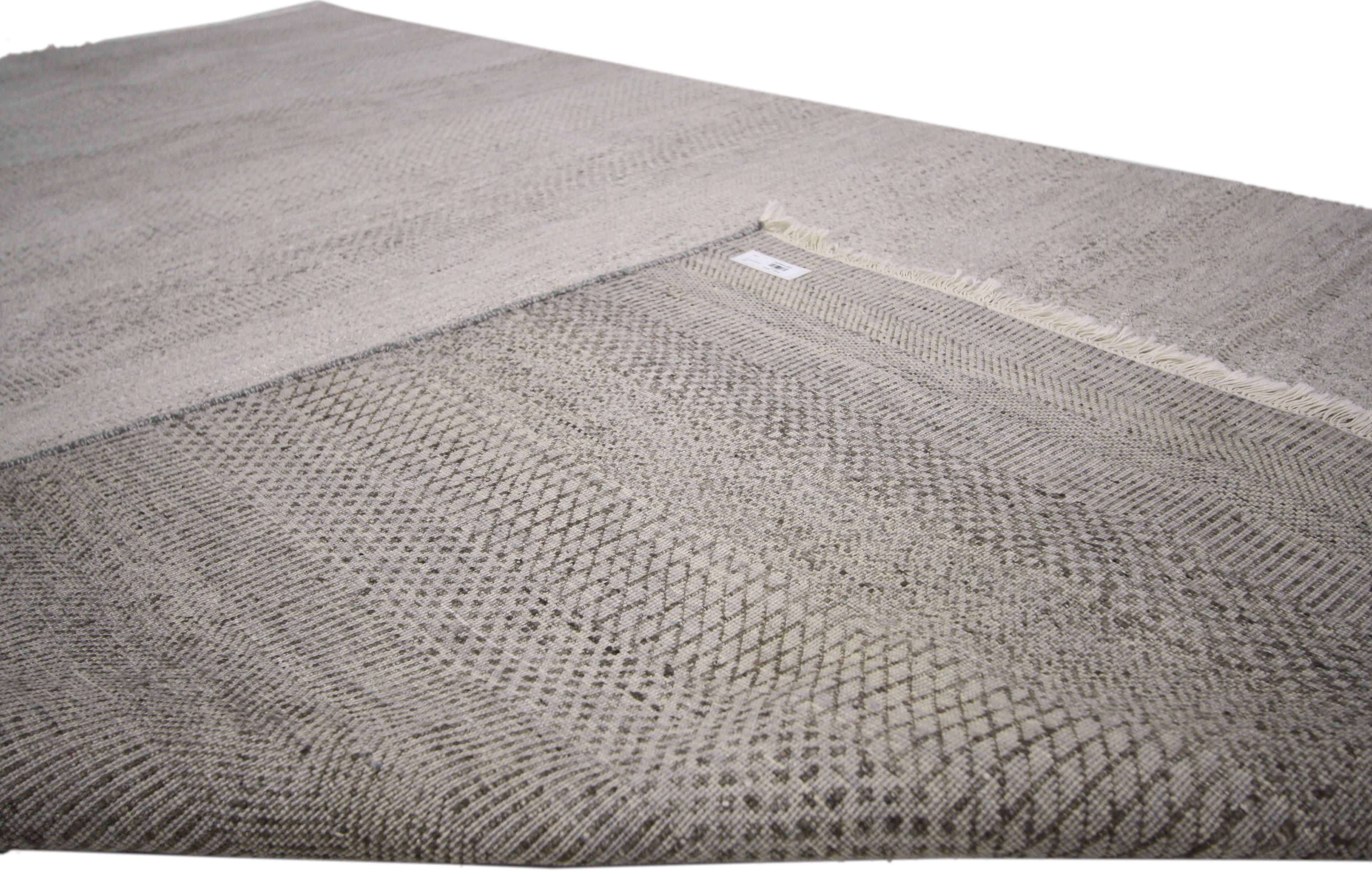 Noué à la main Nouveau tapis gris contemporain transitionnel avec style international minimaliste  en vente