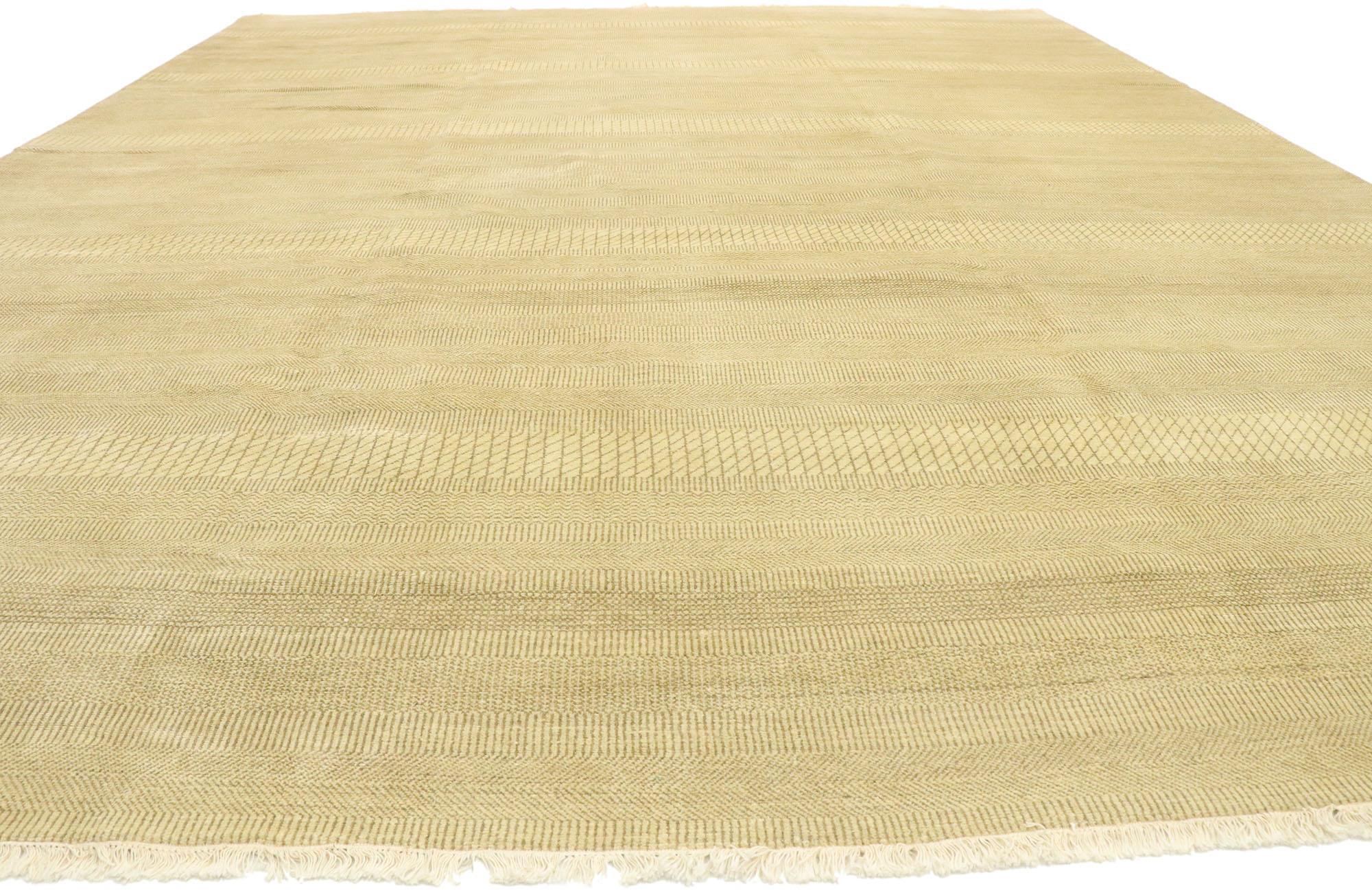 80092 New Transitional Japandi Area Rug, 12'00 x 15'00. Infused with the essence of Japandi aesthetics, this transitional area rug exudes a harmonious blend of striking style and delicate beauty. Its subtle geometric pattern, reminiscent of