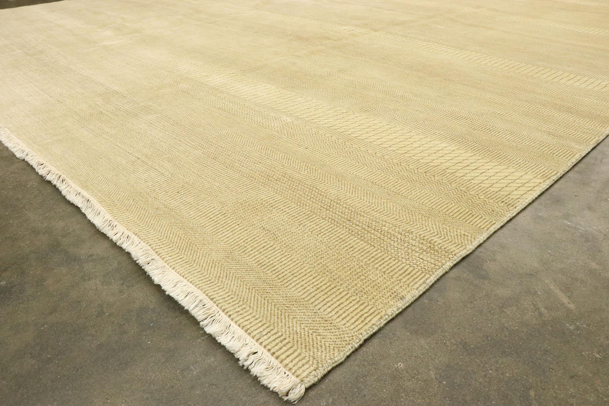 Hand-Knotted Organic Modern Indian Rug 12'00 x 15'00, Tranquil Japandi Meets Subtle Shibui For Sale