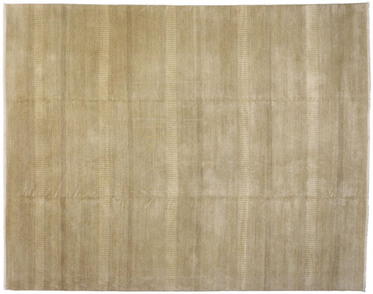 New Modern Transitional Neutral Tan Area Rug with Minimalist ...