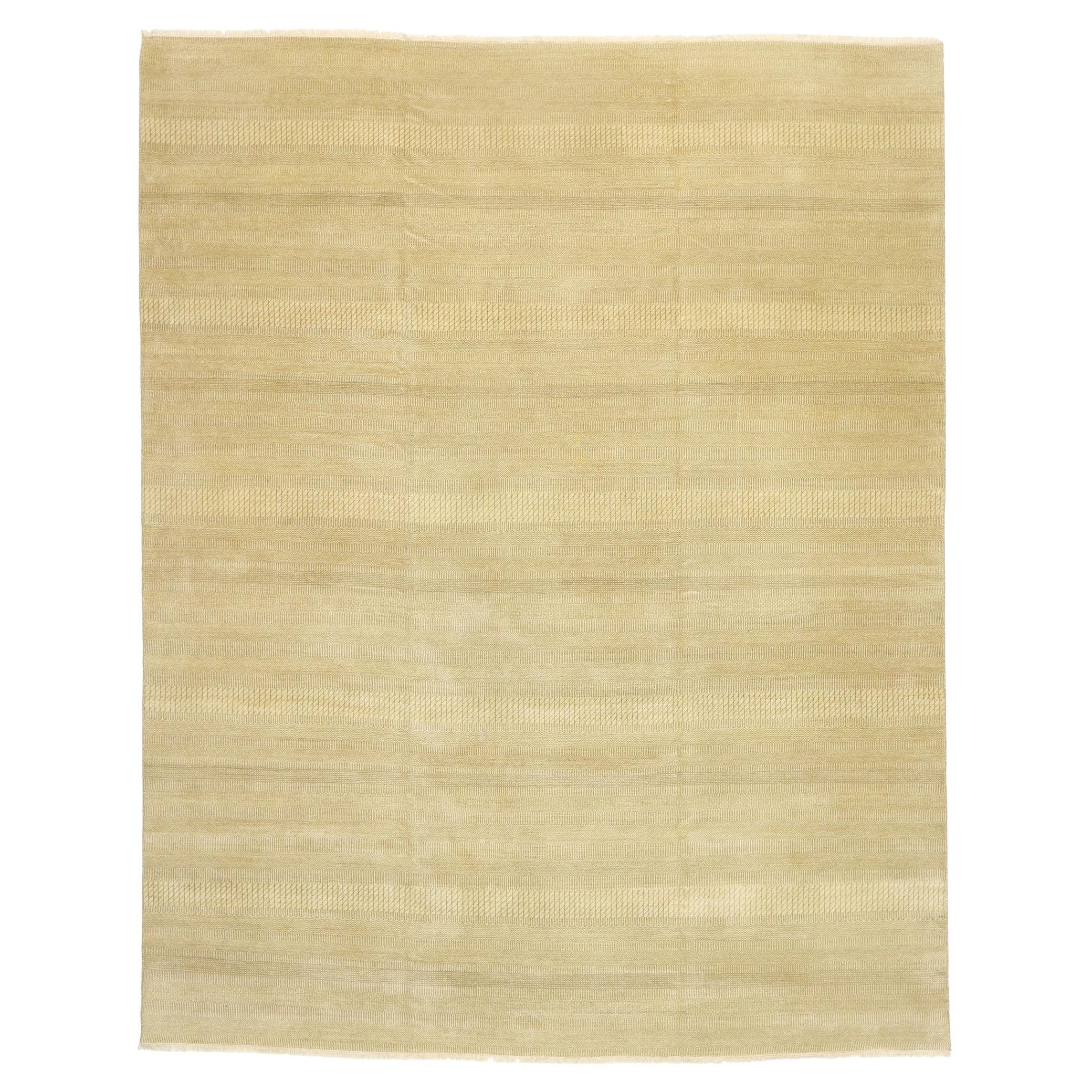 Organic Modern Indian Rug 12'00 x 15'00, Tranquil Japandi Meets Subtle Shibui For Sale