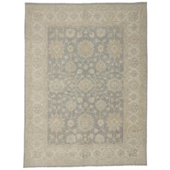 New Modern Transitional Oushak Style Area Rug with Neutral Colors