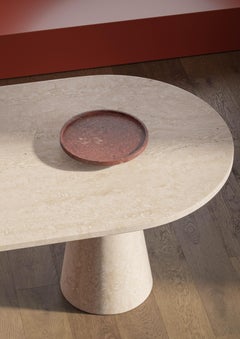 New Modern Tray in Travertine red, Creator Karen Chekerdjian STOCK