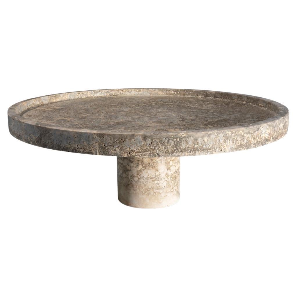 New Modern Tray in Travertine silver, Creator Karen Chekerdjian