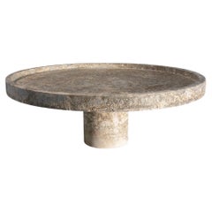 New Modern Tray in Travertine silver, Creator Karen Chekerdjian