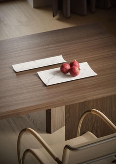 Neues modernes Tablett aus weißem Carrara-Marmor, Schöpfer Studioformart