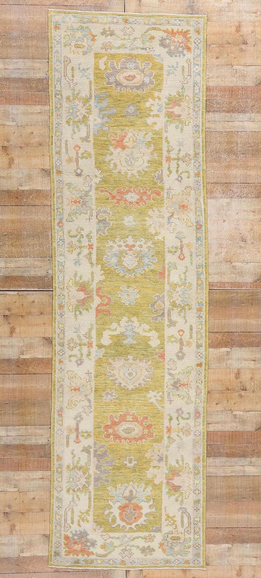 Neuer moderner türkischer Oushak-Teppich-Läufer, 03'00 x 18'09 im Angebot 2