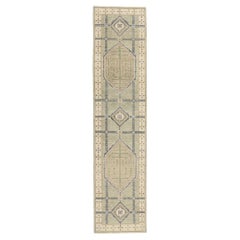 New Modern Turkish Oushak Carpet Runner with Transitional Style