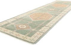 New Modern Turkish Oushak Carpet Runner with Traditional Style