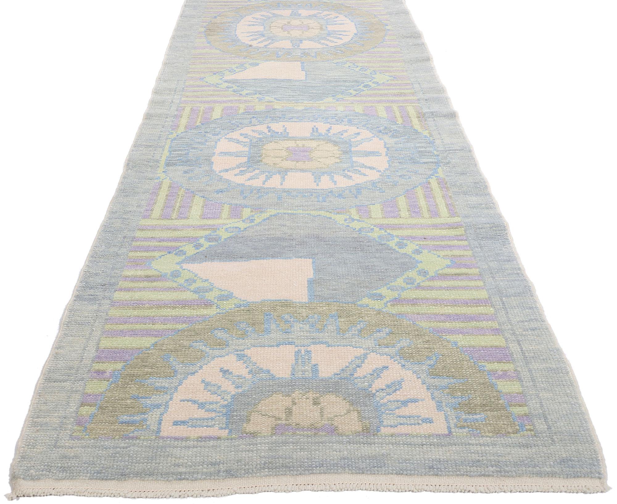 Noué à la main Tapis turc moderne Oushak avec style traditionnel en vente
