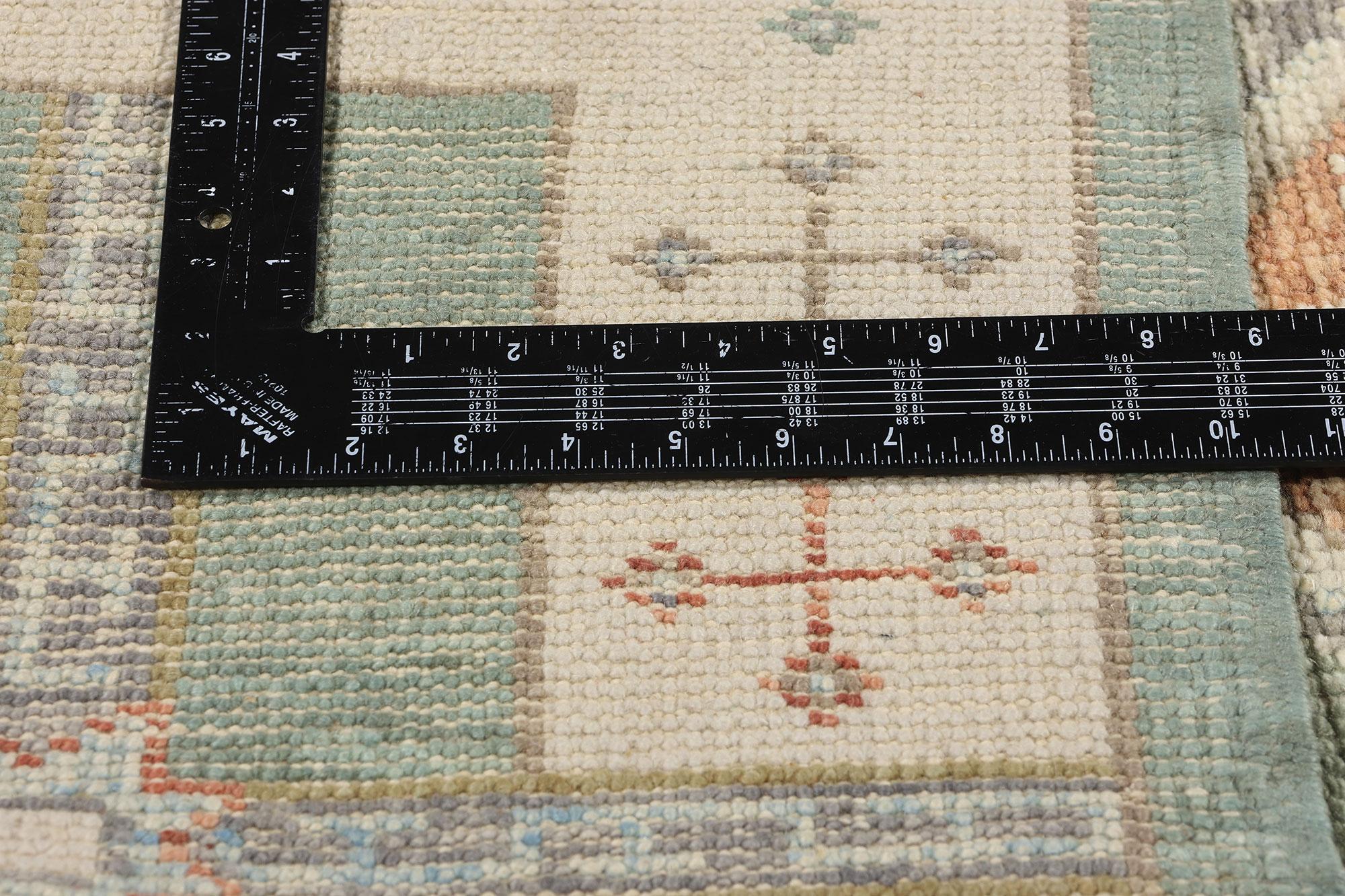 Wool New Modern Turkish Oushak Carpet Runner with Traditional Style For Sale