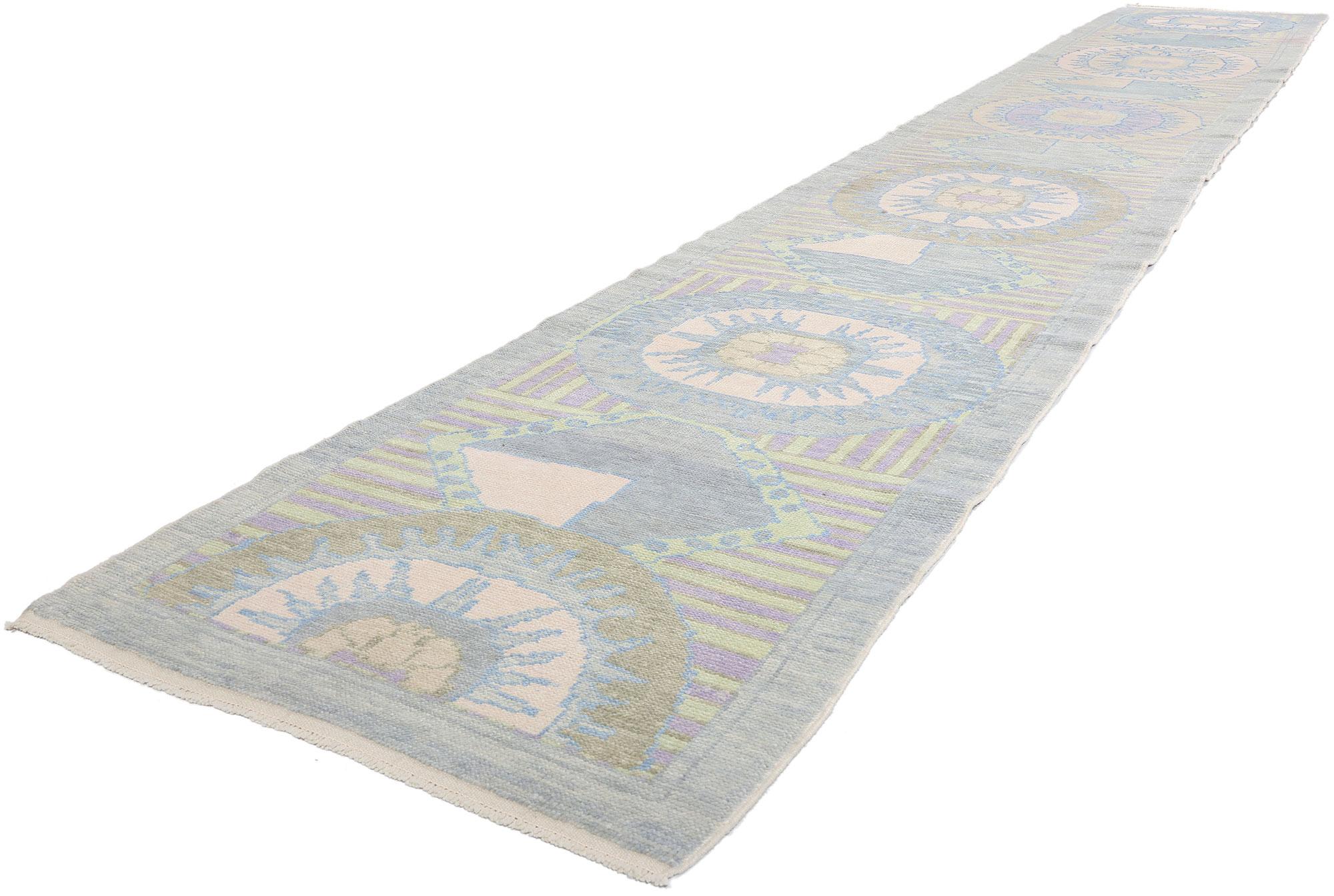 Laine Tapis turc moderne Oushak avec style traditionnel en vente