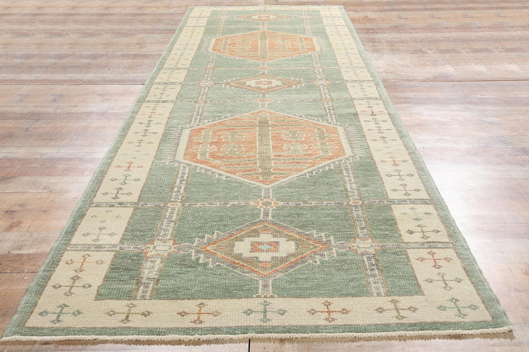 New Modern Turkish Oushak Carpet Runner with Traditional Style For Sale 2