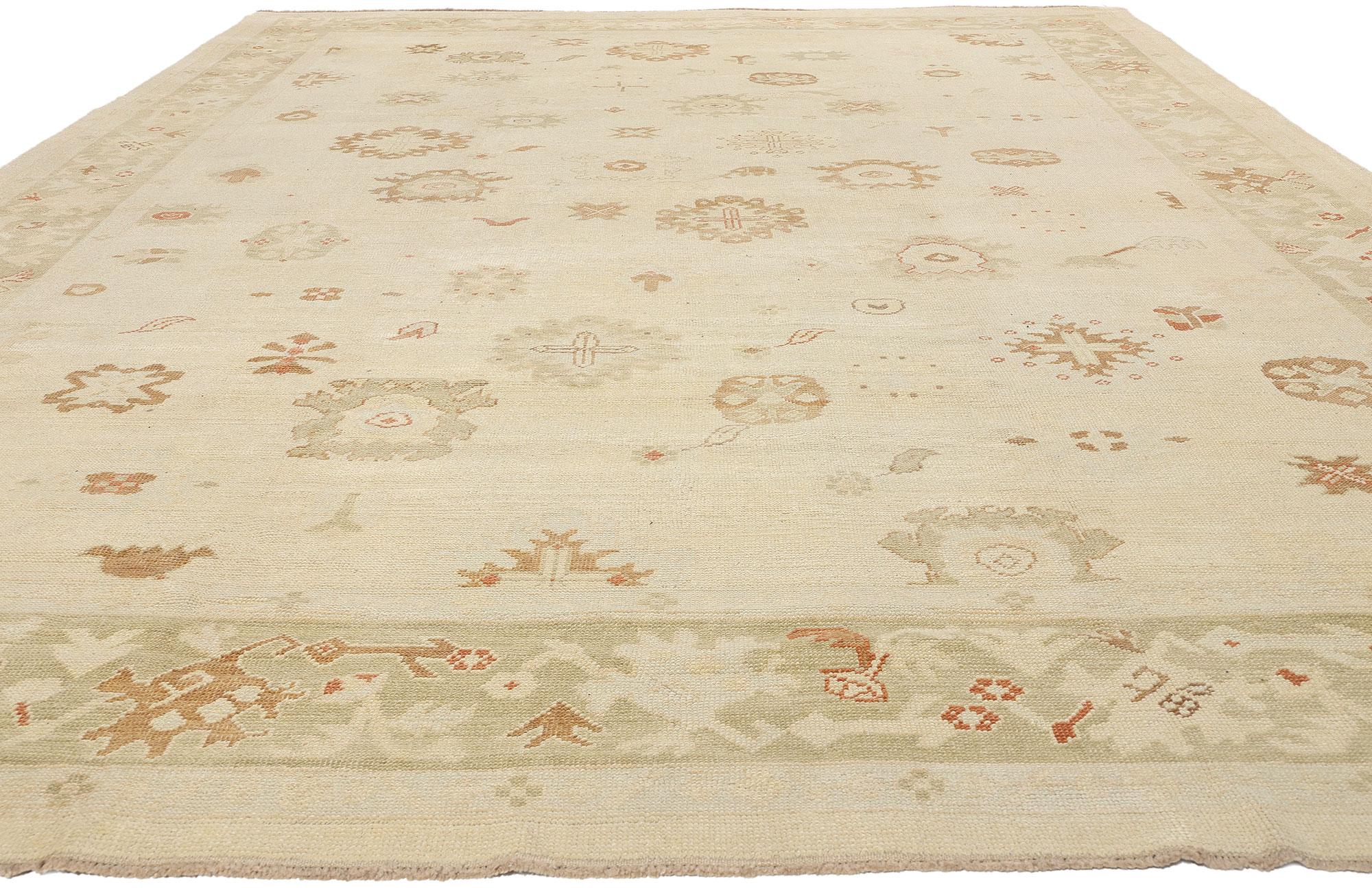 Aesthetic Movement New Modern Turkish Oushak Carpet with Traditional Style For Sale