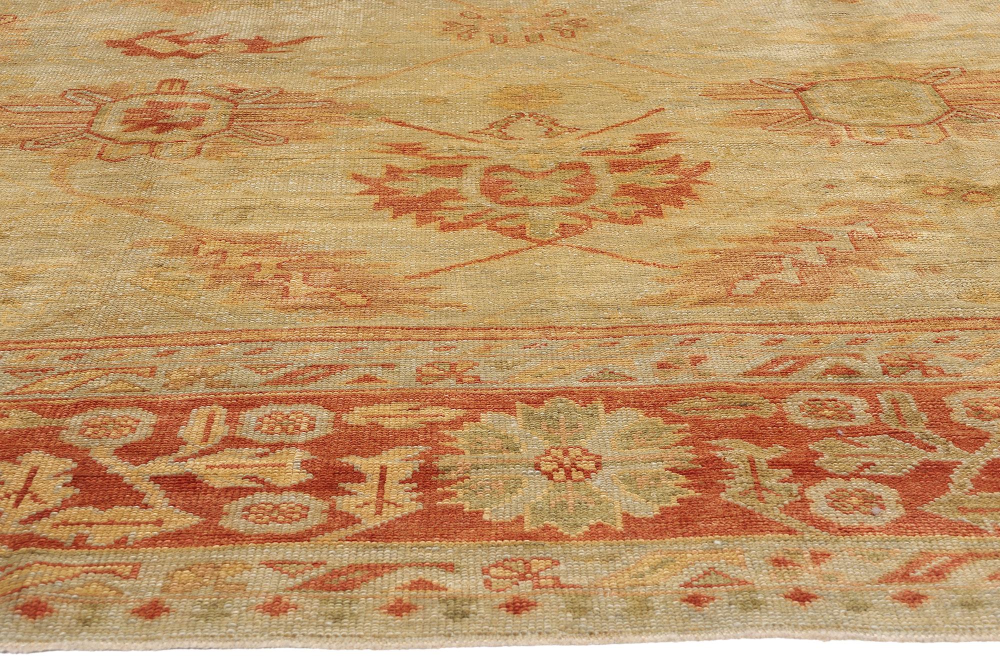 Hand-Knotted New Modern Turkish Oushak Carpet with Traditional Style For Sale