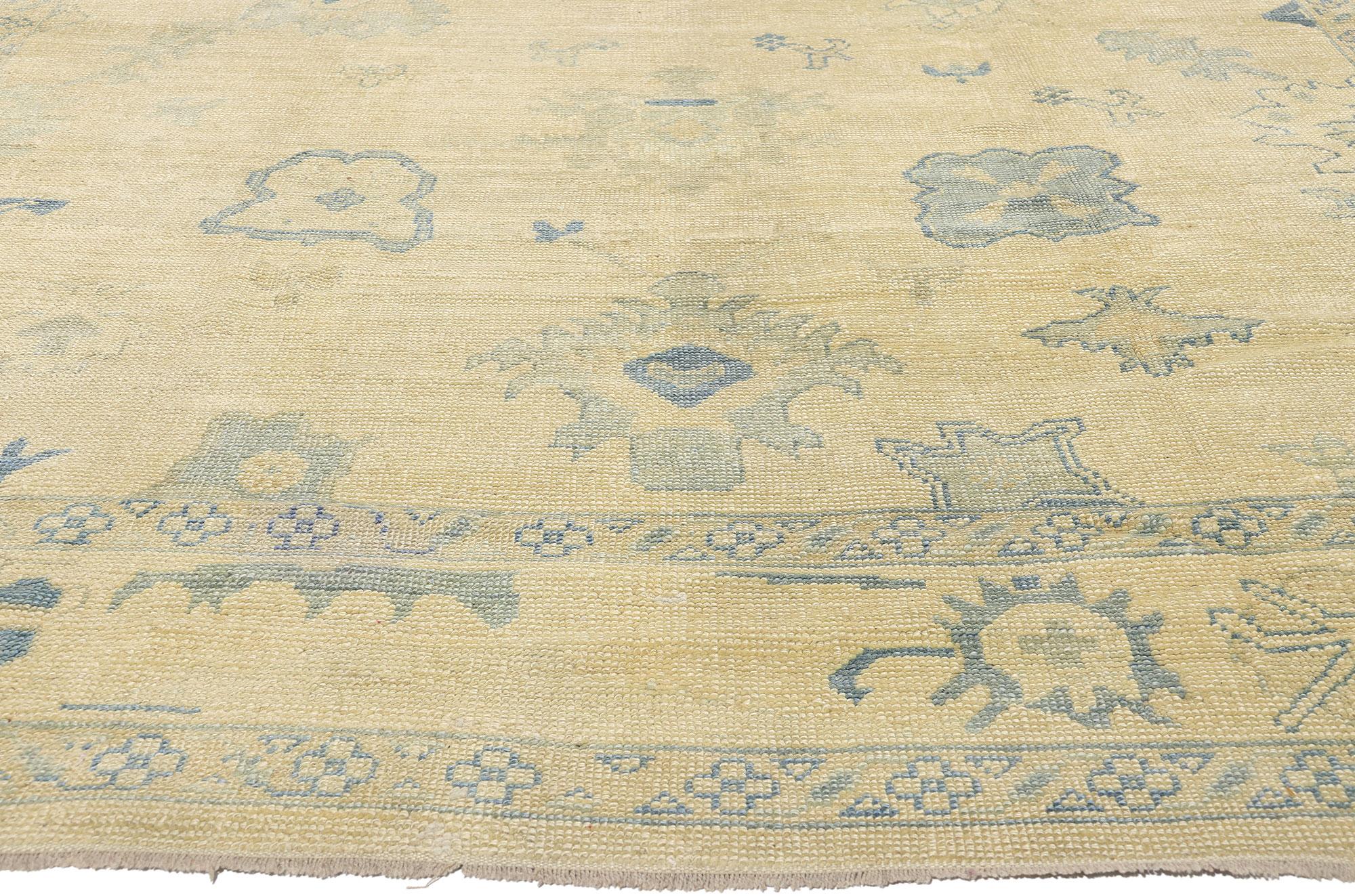 Hand-Knotted New Modern Turkish Oushak Carpet with Traditional Style For Sale
