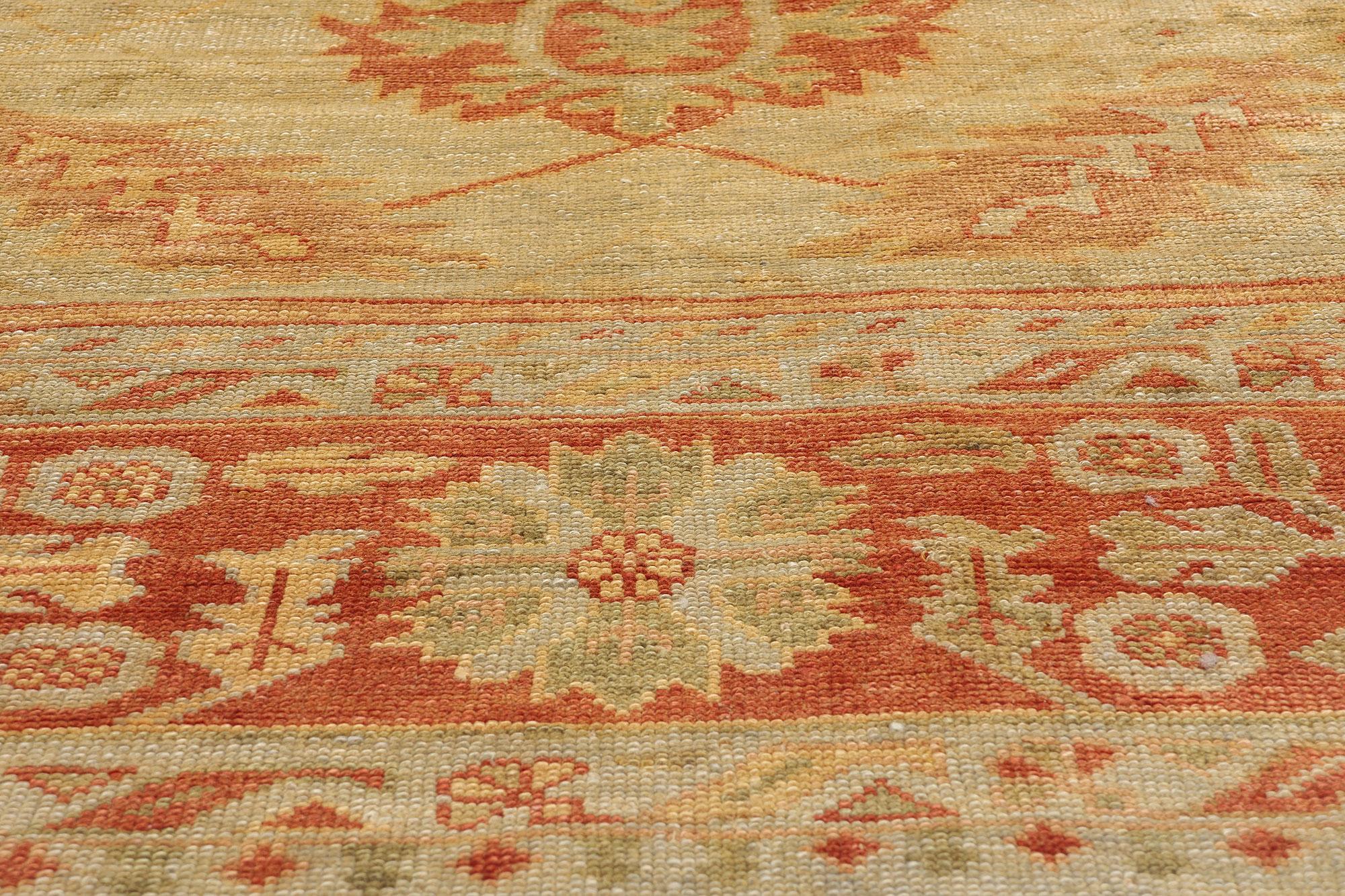 New Modern Turkish Oushak Carpet with Traditional Style In New Condition For Sale In Dallas, TX