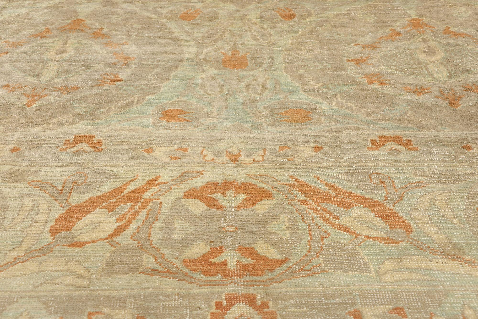 New Modern Turkish Oushak Carpet with Traditional Style In New Condition For Sale In Dallas, TX