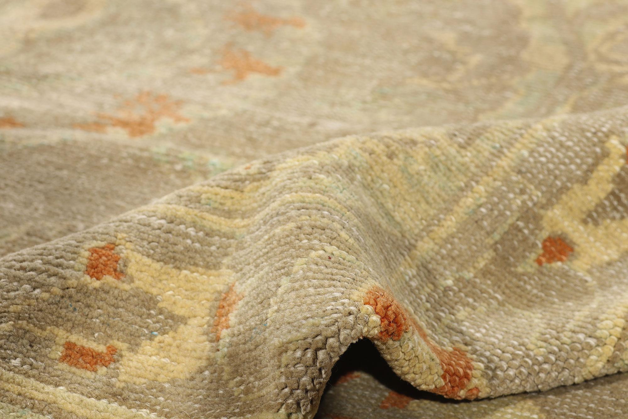 Contemporary New Modern Turkish Oushak Carpet with Traditional Style For Sale