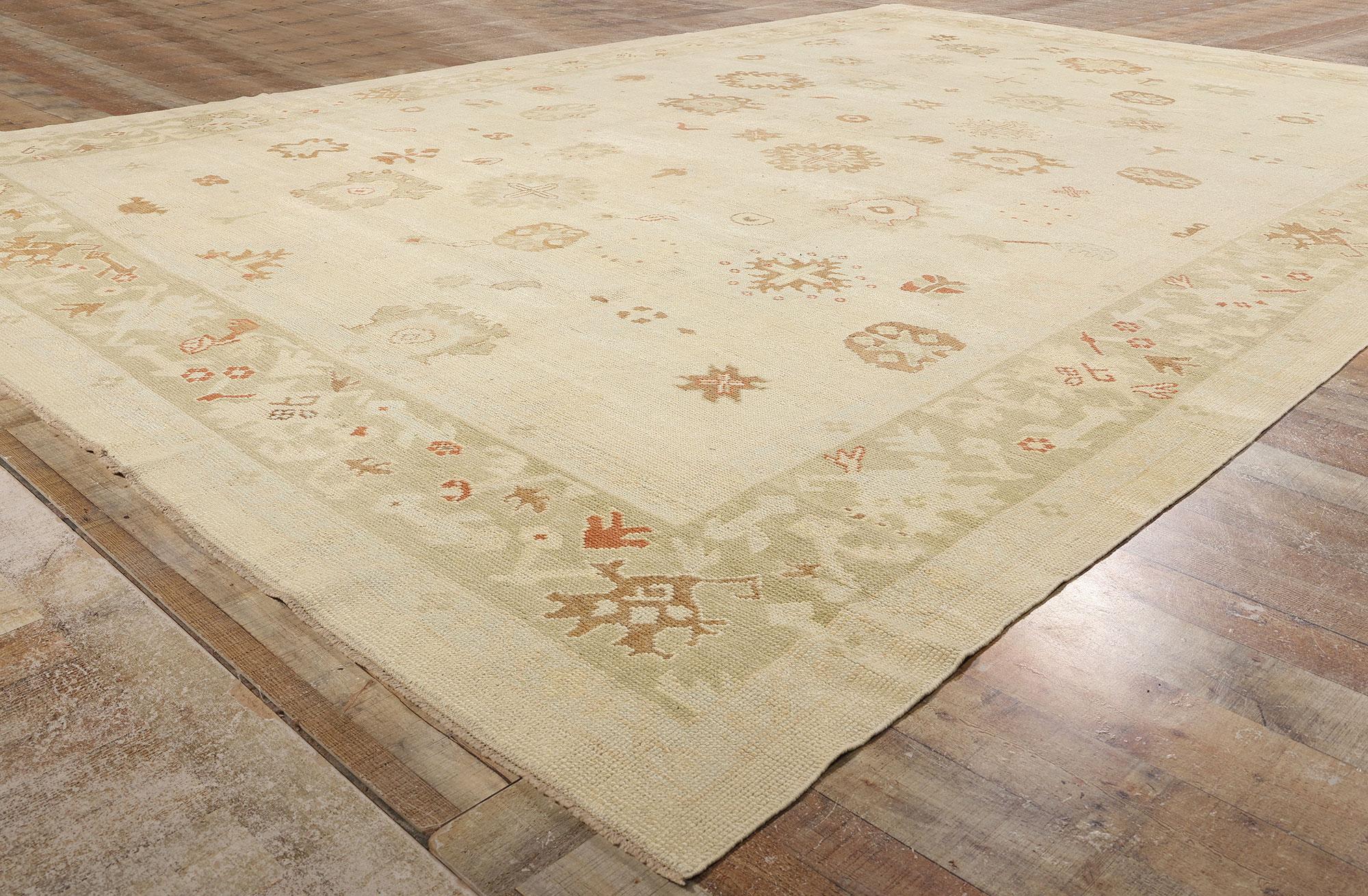 Wool New Modern Turkish Oushak Carpet with Traditional Style For Sale
