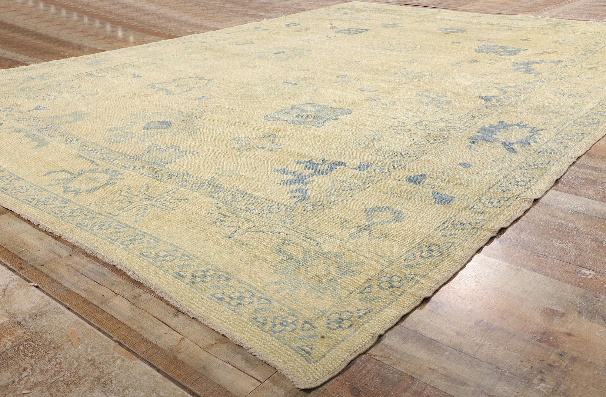 Wool New Modern Turkish Oushak Carpet with Traditional Style For Sale